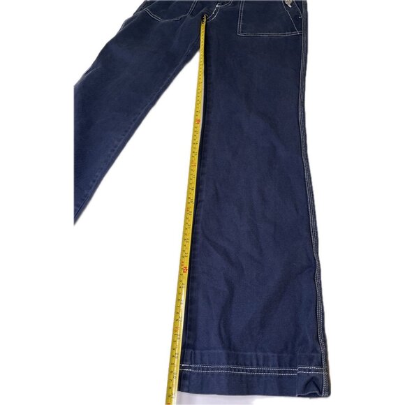 Y2k Diesel Women’s Wide Leg Navy Blue Canvas Pants White Stitching 25x31 - Picture 6 of 7